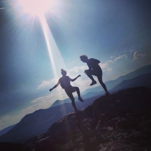 Random image of my friend and I dancing on a mountaintop